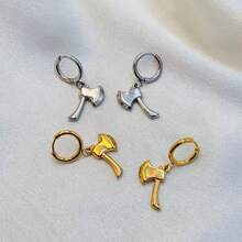 1 件时尚欧美风格独特简约迷你斧头吊坠耳环，设计精致 - 多色 - 查看 6