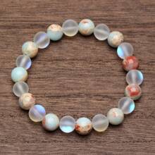 1pc Handmade Natural Stone Beaded Bracelet, Suitable For Everyday Wear