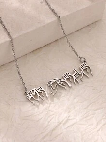 【定制】新款时尚定制手语名字项链，男女皆宜，适合日常、工作、约会、送礼、情人节、节日、派对等场合（礼盒包装），金色，时尚，多彩，复古，简约，Y2K风格，可定制，个性化，独一无二，送给他的理想礼物，送给她的理想礼物