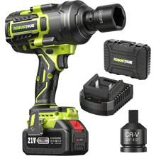 2000N.M(1500 Ft-Lbs) Impact Wrench High Torque, 3/4 To 1/2 Brushless Impact Gun, Cordless Impact Wrench 5.0AH Battery With Fast Charger, Electric Impact Wrench For Heavy-Duty Truck RV