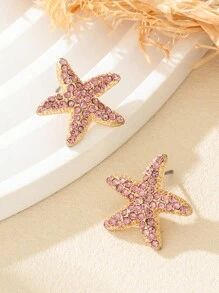 1 Cặp bông tai kim loại đính sao biển thanh lịch và kim cương dành cho nữ, trang sức bông tai tinh xảo thích hợp khi đi làm, lướt sóng mùa hè, du lịch, tiệc bãi biển, quà tặng Ngày của Mẹ, mọi mùa - Vàng - Xem 9