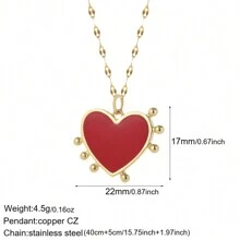 1pc Evil Eye, Bowknot Charm Pendant Necklace, Orange Lucky Golden Heart Pendant Necklace, Cross Pendant Necklace, Mother's Day Gift, Women Stainless Steel Jewelry