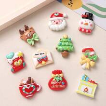 10 / 套混合可爱卡通动物系列兔子小熊猫狗圣诞风格 DIY 奶油凝胶手机壳、钥匙链、发夹、挂绳、树脂首饰配件 - 彩色 - 查看 13