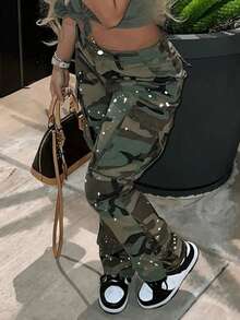 Camouflage American Street Style Casual Young Fashion Denim Jeans