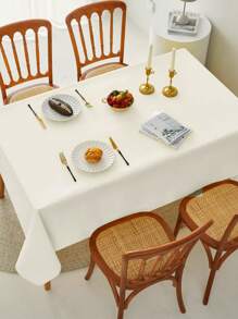1 件米色纯色涤纶桌布，适用于餐厅、茶几、婚礼、生日派对、家居装饰、户外 - 米色 - 查看 1