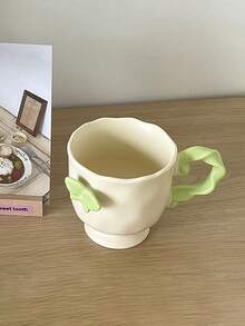 1pc INS风格梦幻3D蝴蝶陶瓷杯釉面扭曲手柄杯家用下午茶/咖啡杯早餐牛奶/麦片杯果汁/冷饮杯礼品杯 - 彩色 - 查看 11