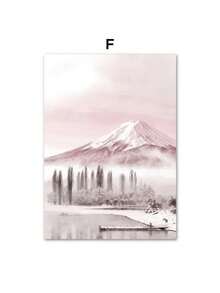 1PC Pink Christmas Winter Snow Santa Chalet Wall Art Canvas Painting Nordic Posters And Prints Wall Pictures For Bedroom Home Decor No Frame Christmas Decorations Room Decor - Multicolor - View 12