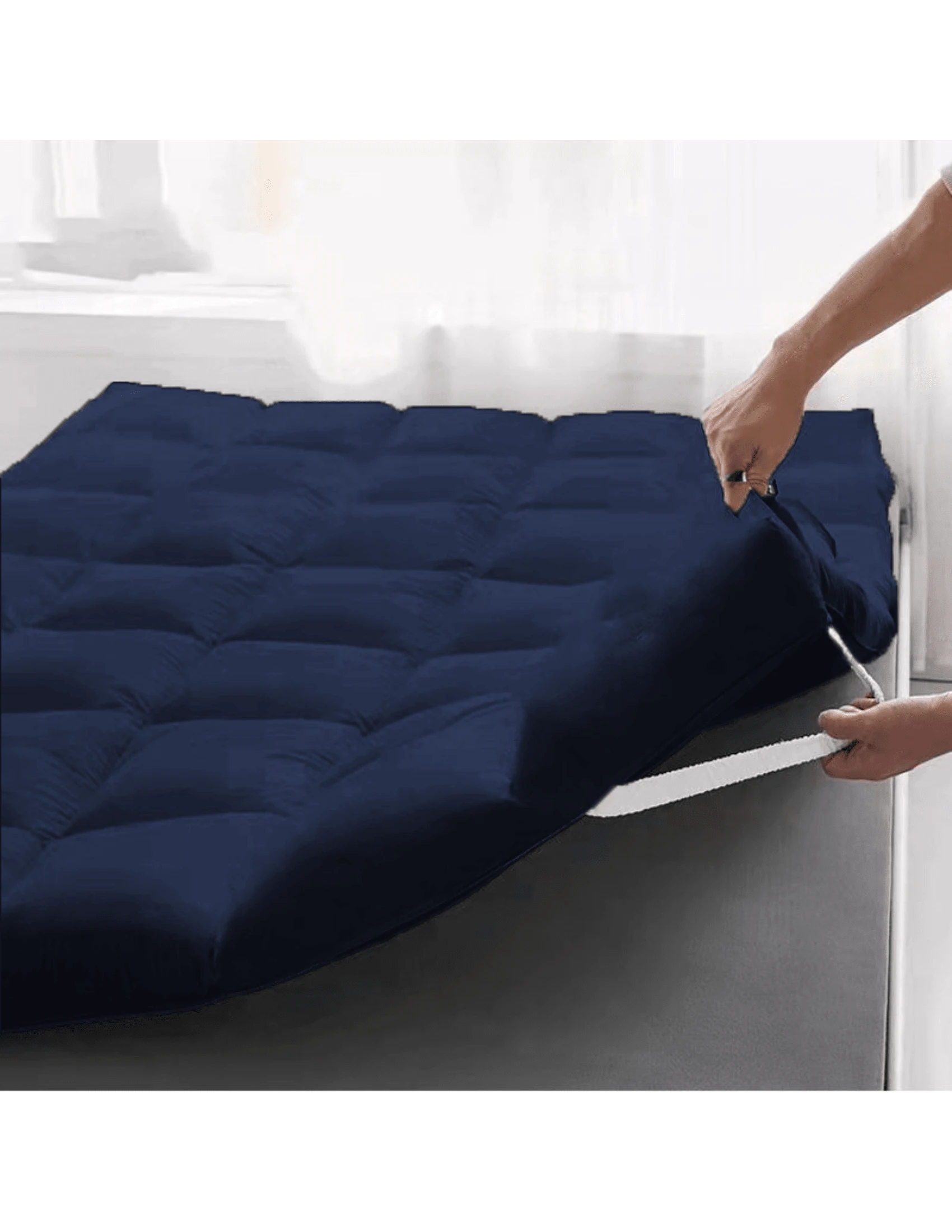 Pillow Top Mattress Protector For Double Bed Box Conjugated Feather Touch - Navy Blue - View 1