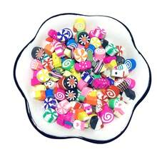 100 件/包聚合物粘土混合糖果珠，各种可爱糖果饰物，DIY 珠宝制作手链项链发夹配饰，适合女士 - 彩色 - 查看 6
