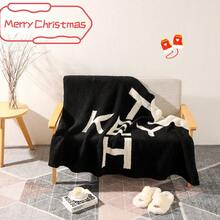 ChenHubC Blanket, Bedspread, Blanket Super Soft Cover Blanket Suitable For Bed, Sofa, Couch, Sofa Chair Holiday Gifts And More. - 字母+黑白 - 查看 1