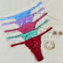 Kit 3 Luxury Lace Panties Heart Adjustment String Thong Sexy Intimate Fashion Lingerie - 彩色 - 查看 7