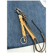 Handmade Braided Rope & Handwoven Leather Design Pendant Decoration Personality Youth For Pants Or Bag Accessories Leather Car Keychain, Universal Accessory Key Fob Keychain Fashion Hip Hop Accessories - natural - View 6