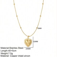 1pc Evil Eye, Bowknot Charm Pendant Necklace, Orange Lucky Golden Heart Pendant Necklace, Cross Pendant Necklace, Mother's Day Gift, Women Stainless Steel Jewelry