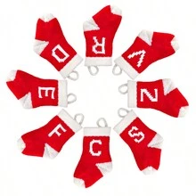 圣诞袜，26个字母刺绣迷你可爱圣诞袜，带白色超柔软布料袜口，尺寸3.3*3.9英寸，是生日、家居装饰、房间装饰和冬季装饰的理想之选。 - 彩色 - 查看 6