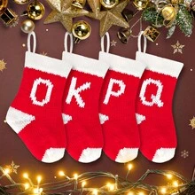 圣诞袜，26个字母刺绣迷你可爱圣诞袜，带白色超柔软布料袜口，尺寸3.3*3.9英寸，是生日、家居装饰、房间装饰和冬季装饰的理想之选。 - 彩色 - 查看 5