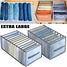 1 件 7/9 格可折叠收纳袋，衣柜多功能衣物袋，带手柄网袋，可装裙子、裤子、鞋子、牛仔裤、靴子、裙子 - 灰色網紗 - 查看 6