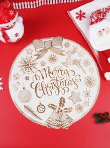 1 件圣诞餐垫，金色/银色箔烫印 38 厘米桌面装饰餐垫，隔热垫，耐热垫，杯垫，盘垫，隔热垫，餐垫，圣诞庆祝活动，节日派对 - 彩色 - 查看 1
