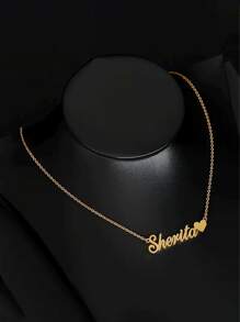 1 Customizable Stainless Steel DIY Name Necklace With Personalized Neck Jewelry Carved In English - Multicolor - View 2