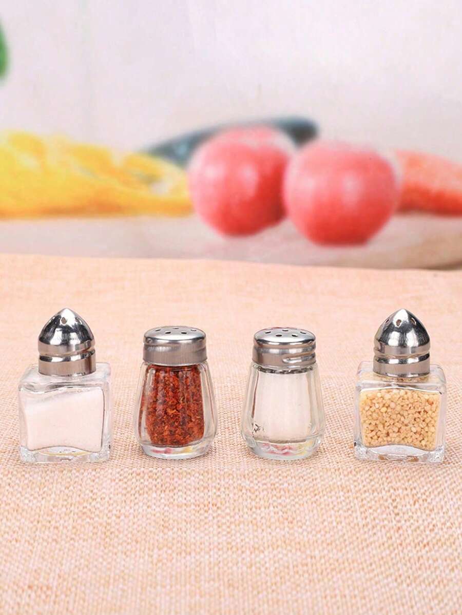 1 pieza/2 piezas Mini recipiente de vidrio transparente portátil para almacenar especias, frutos secos, galletas, dulces y alimentos secos. Para usar en la cocina, restaurante, picnic, viajes, fiestas, cafetería y escuela.