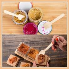 200pcs Disposable Square Scoop Yogurt Scoop Ice Cream Scoop Tasting Scoop Mini Snack Wooden Spoon, Ice Cream Square Head Scoop Suitable For Wedding, Graduation Season, Thanksgiving, Christmas And Other Party Tasting Tableware Supplies