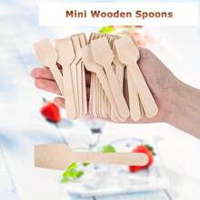 200pcs Disposable Square Scoop Yogurt Scoop Ice Cream Scoop Tasting Scoop Mini Snack Wooden Spoon, Ice Cream Square Head Scoop Suitable For Wedding, Graduation Season, Thanksgiving, Christmas And Other Party Tasting Tableware Supplies