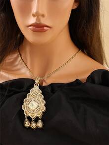 1 件贵族风格新娘水滴项链，双层合金吊坠镶嵌水钻，摩洛哥风格女士珠宝，适用于宴会、婚礼、传统节日 - 項鍊 - 查看 9