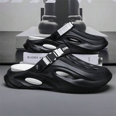 Men's EVA Soft Bottom Elevator Beach Holiday Indoor Anti-Slip High Quality Detachable Dual-Colored Hollow Sandals, Suitable For Spring/Summer