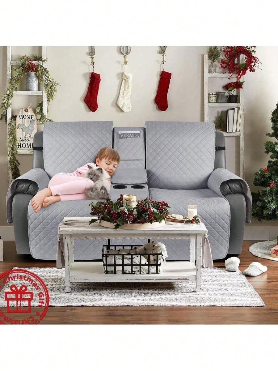 Waterproof Recliner Loveseat Cover With Console NonSlip Couch Cover