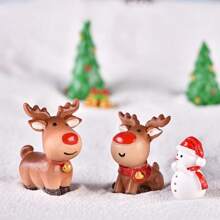 Miniature Elk Figurines - Resin Christmas Reindeer Statues For Succulent & Bonsai Decor, Outdoor Garden Micro Landscape Accessories - Multicolor - View 1