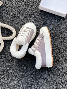 OPOEE 白色帆布鞋，中帮运动鞋，儿童帆布鞋，韩版简约，男女童鞋，硫化鞋，低帮休闲系带运动鞋，经典高帮帆布鞋，休闲运动滑板儿童鞋 - 灰色 - 查看 7