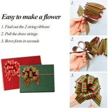 12pcs/Pack Ribbon Bows, Christmas Gift Box Decor, Wedding Party Favor Wrapping Handmade Bows, Christmas Package Bows, Ribbon Packaging Accessories, Gifts, Bouquets, Flower Shop, Basket Decor, Easy To Assemble, Christmas Decoration, Christmas - Multicolor - View 10