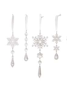 5 件/套圣诞雪花装饰、透明塑料水晶装饰、圣诞树 DIY 装饰、家庭房装饰、冬季派对吊坠装饰、窗户装饰吊坠、节日派对婚礼装饰 - 彩色 - 查看 5