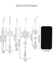 5 件/套圣诞雪花装饰、透明塑料水晶装饰、圣诞树 DIY 装饰、家庭房装饰、冬季派对吊坠装饰、窗户装饰吊坠、节日派对婚礼装饰 - 彩色 - 查看 6