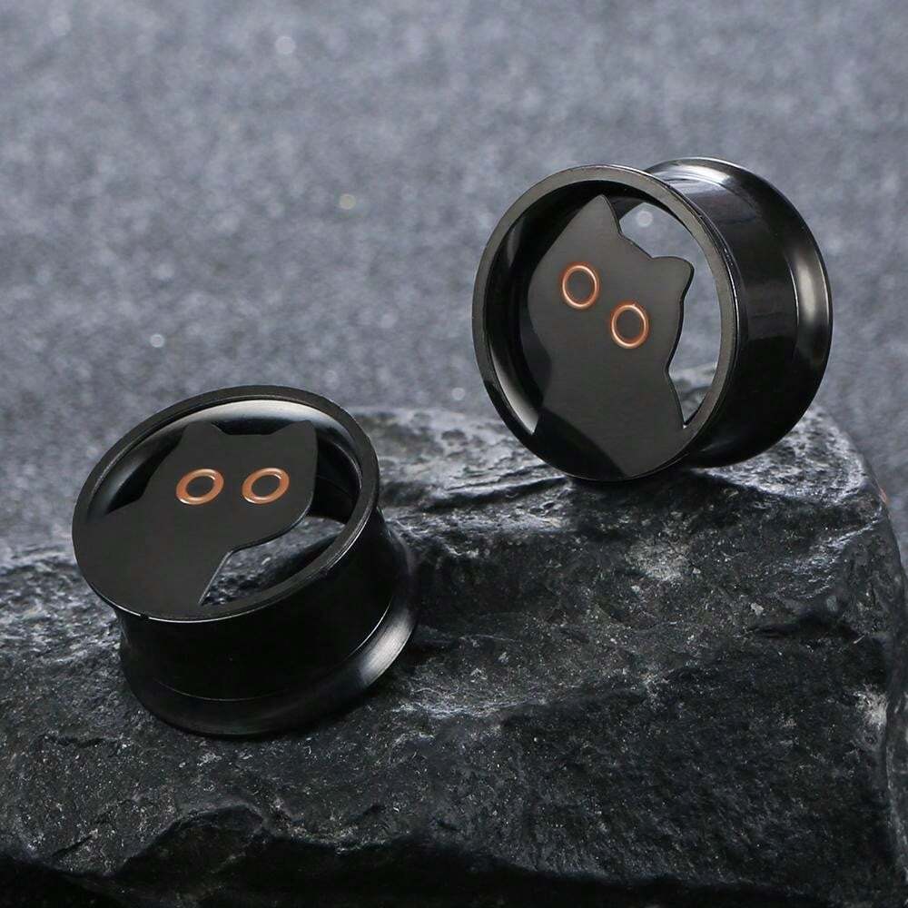 2 ชิ้น หูฟังรูปรูปแมวที่มีน่ารักสแตนเลส 316 ปลั๊กเกลียวพอดีลำโพงหู
