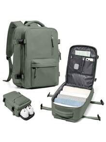 Ba lô du lịch chống nước cho laptop 15.6 inch, dây đeo vai có thể điều chỉnh, đạt tiêu chuẩn hành lý xách tay, đa năng cho chuyến đi cuối tuần, qua đêm, hành lý, đi học, đi làm, đi lại, hoạt động ngoài trời, leo núi, cắm trại, mẫu ngẫu nhiên (mới hoặc cũ). - xanh quân đội - Xem 3