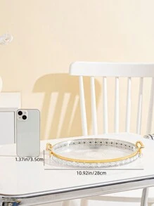 1 szt. Luksusowa taca ozdobiona kryształkami, kuchnia, prezent świąteczny - Szary - Zobacz 12