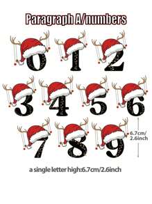26 件圣诞字母永久性乙烯基贴纸，适用于男士女士圣诞帽鹿角字母组合乙烯基玻璃贴纸圣诞节个性化礼物装饰汽车邮箱吉他派对用品、家居装饰、汽车贴花贴纸 - 彩色 - 查看 6