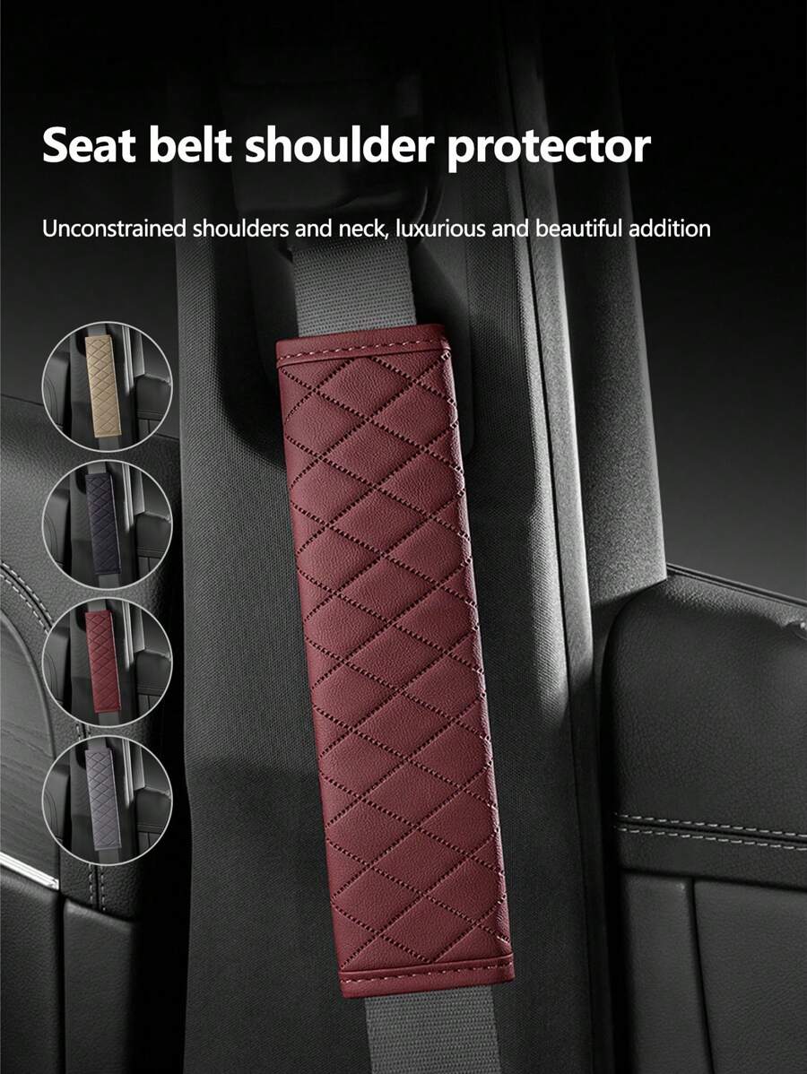 1 件皮革压花汽车安全带套，透气保护肩垫，适合车辆使用