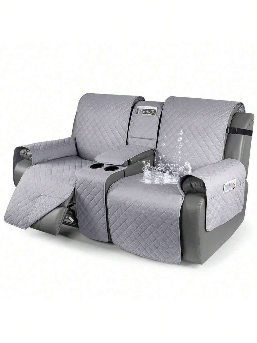 Waterproof Recliner Loveseat Cover With Console NonSlip Couch Cover