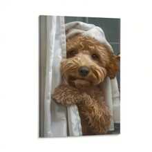 1 件木制框架帆布海报油画印刷画画，马耳他犬在浴室阅读报纸，现代墙壁艺术可直接悬挂，适合办公室、客厅、走廊、卧室、宿舍、家居装饰节日完美礼物 - 彩色 - 查看 14