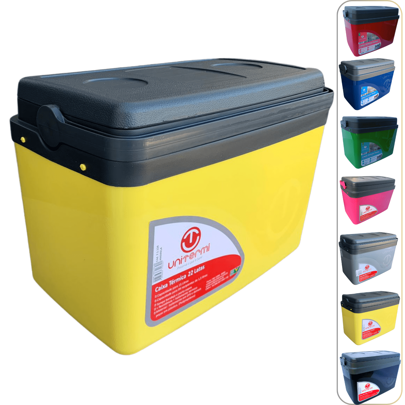 Caixa térmica Cooler 15L Alça Tampa bandeja Floripa Unitermi Cerveja Água Suco Praia Churrasco