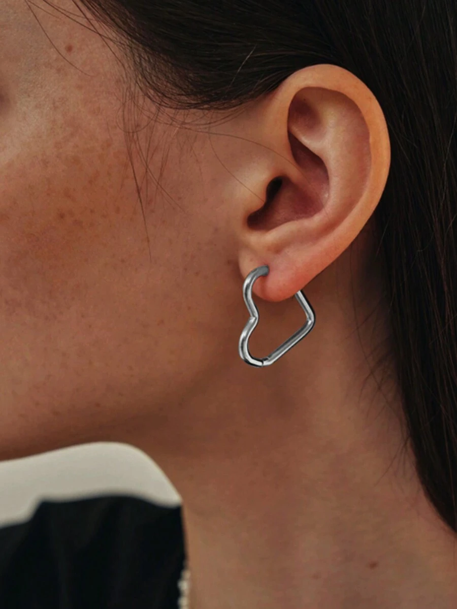 不锈钢环状耳环，光滑 CCB 材质圆球耳环，适合女士，小众设计高端时尚百搭 - C504 - 查看 1