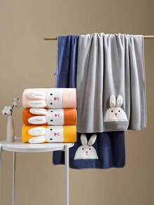 1 chiếc khăn tắm hình thỏ, hình chữ nhật bằng polyester tối giản hiện đại, dệt kim thấm hút cao, khô nhanh, kết cấu mềm mại, thích hợp cho phòng tắm, cửa hàng quà tặng - Nhiều màu - Xem 5