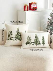 1 Stück grüne Baum Stickerei dekorative Kissenbezug, geeignet für Innenraumdekoration, universeller Kissenbezug, ohne Kisseneinlage