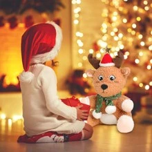 万圣节圣诞节休闲派对装饰派对用品家居装饰毛绒玩偶个性独特设计娃娃床沙发抱枕牛奶怪兽黑猫圣诞鹿节日礼物 - 橘色 - 查看 5