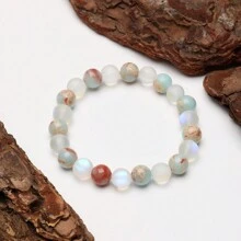 1pc Handmade Natural Stone Beaded Bracelet, Suitable For Everyday Wear