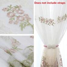 1pc Perforated European Embroidered Sheer Curtain, Semi-Blackout, Minimalist Pastoral Style, Suitable For Balcony, Living Room, Bedroom, Casement Window - Multicolor - View 8