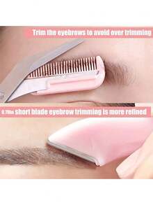 Bộ tỉa lông mày Dao cạo lông mày cong bằng thép không gỉ Kéo tỉa lông mày kèm lược, Dụng cụ làm đẹp cho người mới bắt đầu Phù hợp với mọi loại da Phụ kiện tẩy lông cho nam nữ, Dụng cụ trang điểm tẩy lông mặt Dụng cụ chải chuốt Định hình dao cạo Phụ kiện mỹ phẩm Lông mi - Hồng - Xem 6