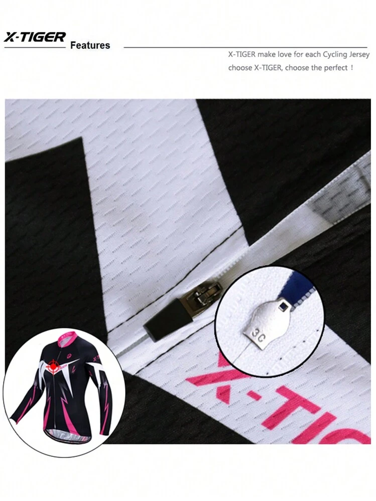 Camiseta de ciclismo de manga larga estilo novio para hombre, camisa de ciclismo de invierno con bolsillo trasero y cremallera completa - Rosado Sandía - Añade 9
