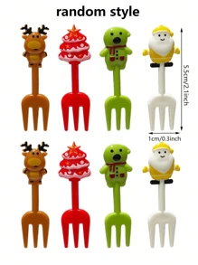 10 chiếc tăm cắm trái cây hoạt hình hình ông già Noel và tuần lộc, màu sắc và kiểu dáng ngẫu nhiên, đồ trang trí bánh tráng miệng có thể tái sử dụng, trang trí tiệc/nhà/bếp cho Giáng sinh - Nhiều màu - Xem 9